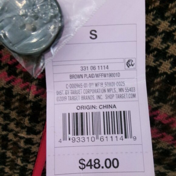 New Wild Fable Wool Blend Plaid Oversize Midi Coat Brown Tan Fuchsia Pink S / M - Picture 11 of 14